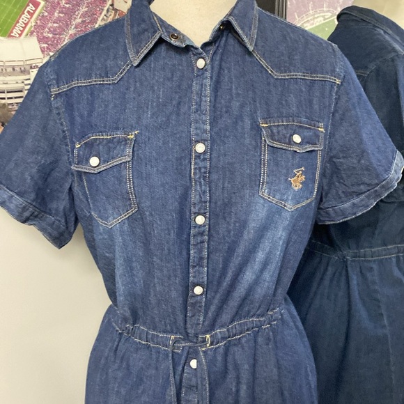 mother of Pearl snap front dark wash drawstring waistband Dress - Picture 3 of 12